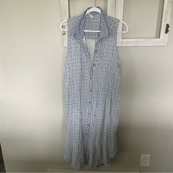 Anthrolologie Kismet Striped Embroidered Midi Dress - Picture 2 of 4